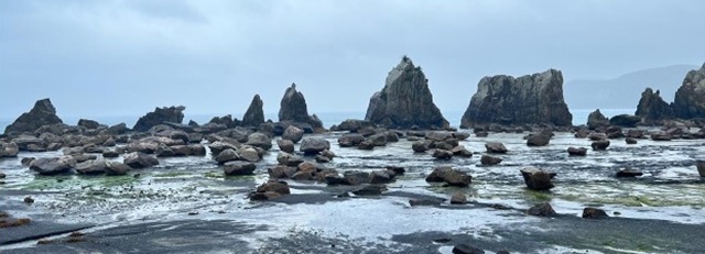 혼슈의 땅끝마을인 구미모토에 위치한 하쉬구이 이와 바위들 