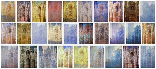 모네의 루앙 대성당 연작 29점(출처=티스토리)