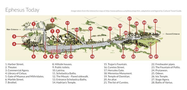 고대 도시 에베소 지도(출처=ephesus us)